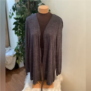 SHEIN Essnce drawstring hem navy blue marled placket coat Woman’s 3X